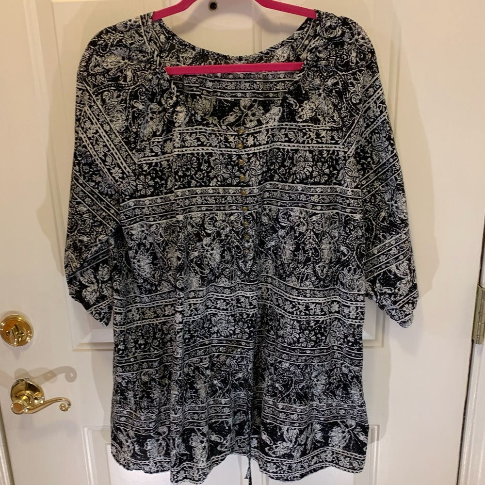 Black Tunic with White Print